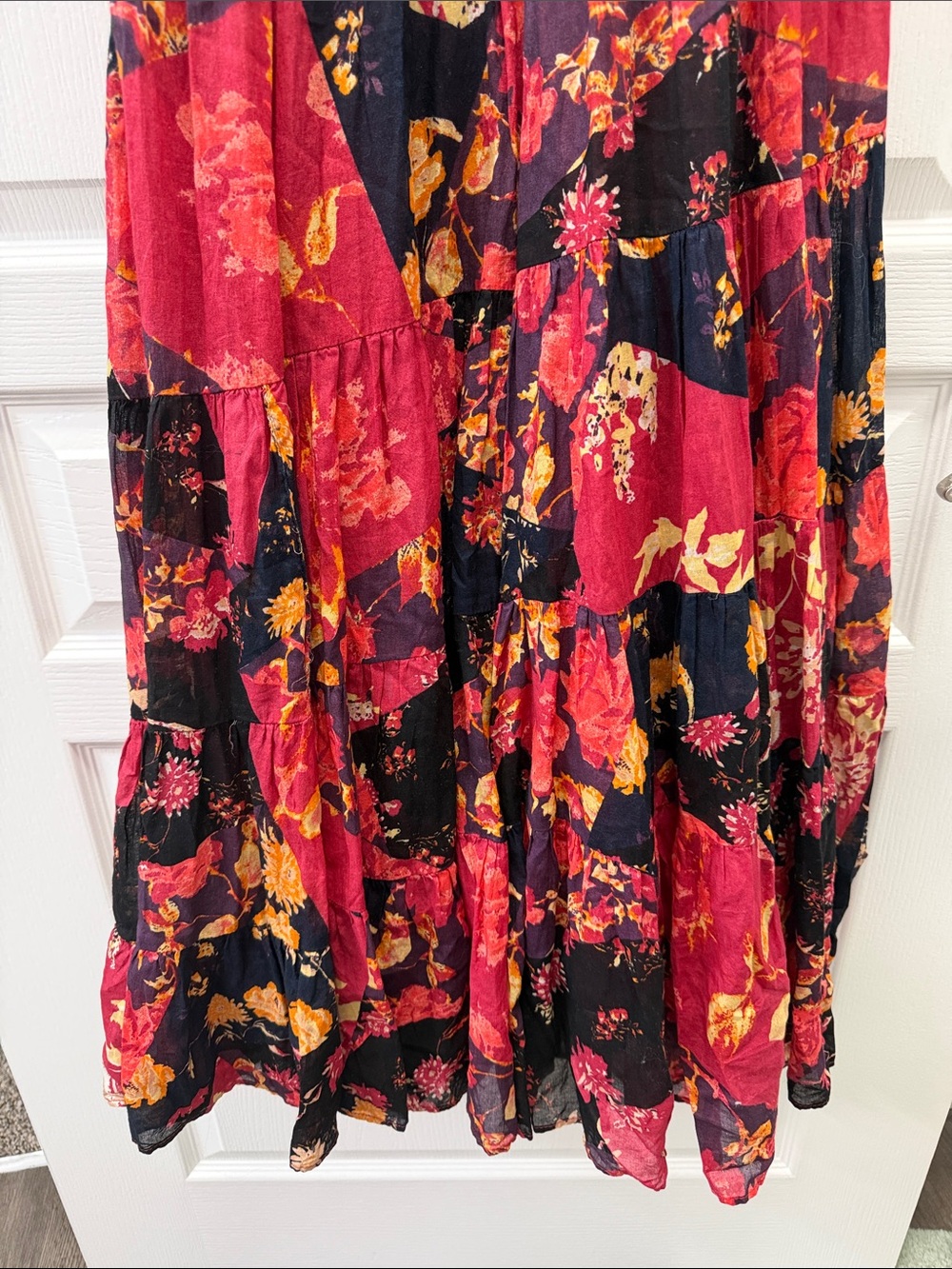 Free People Black and Red Floral Puff-Sleeve Maxi Dress - Picture 2 of 6